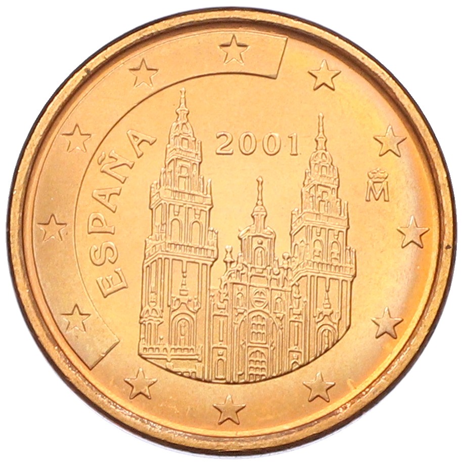 1 евроцент 2001 года Испания — Фото №1