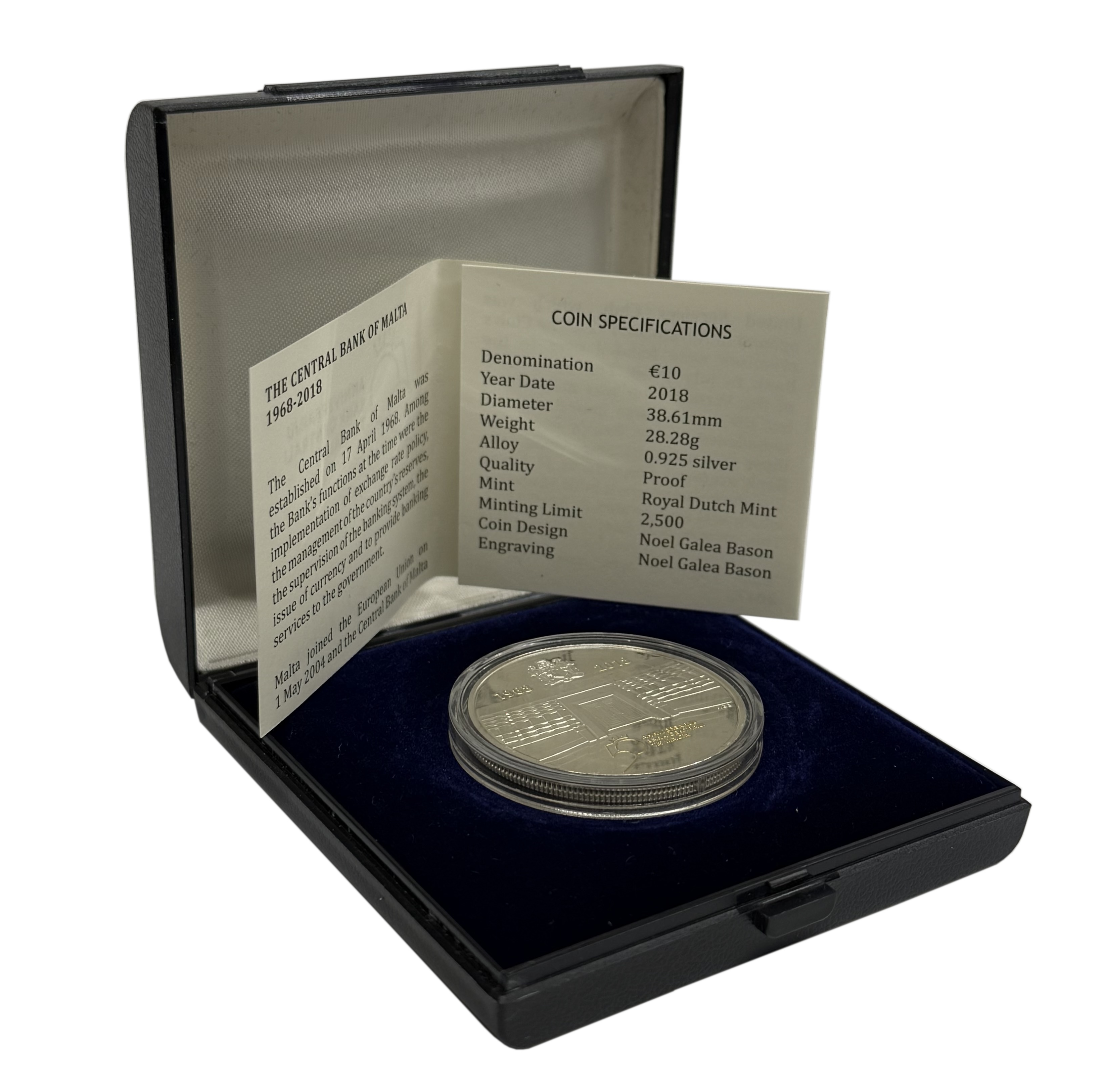 10 евро 2018 года Мальта «50 лет Центральному банку Мальты» — Фото №3