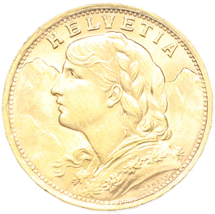 20 франков 1935 года Швейцария — Фото №2