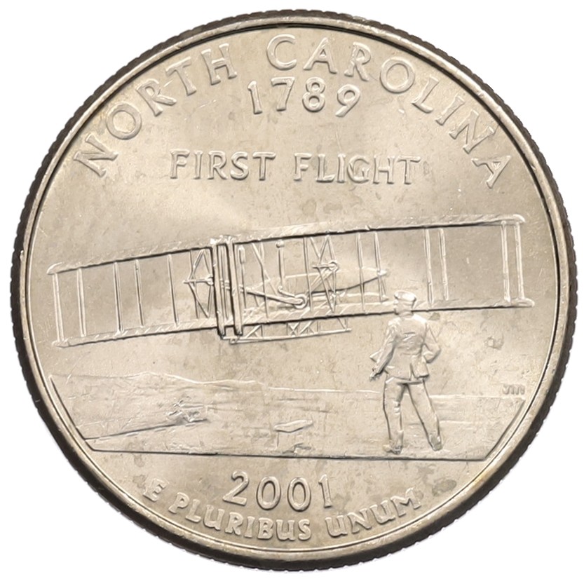1/4 доллара (25 центов) 2001 года P США «Штаты и территории — Северная Каролина» — Фото №1
