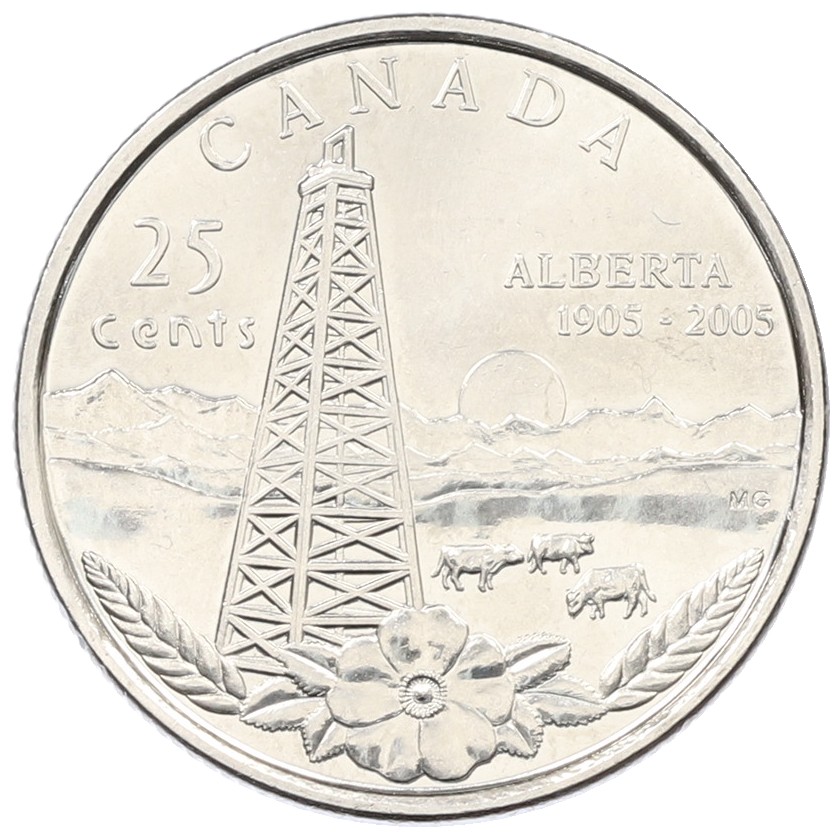 25 центов 2005 года Канада «100 лет провинции Альберта» — Фото №1