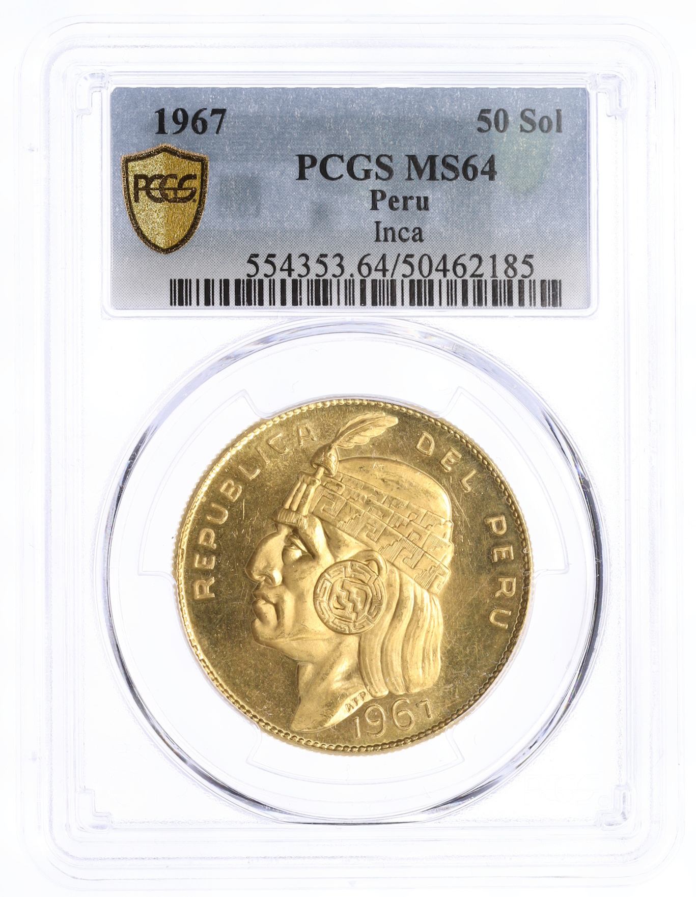 50 солей 1967 года Перу — в слабе PCGS (MS64) — Фото №3