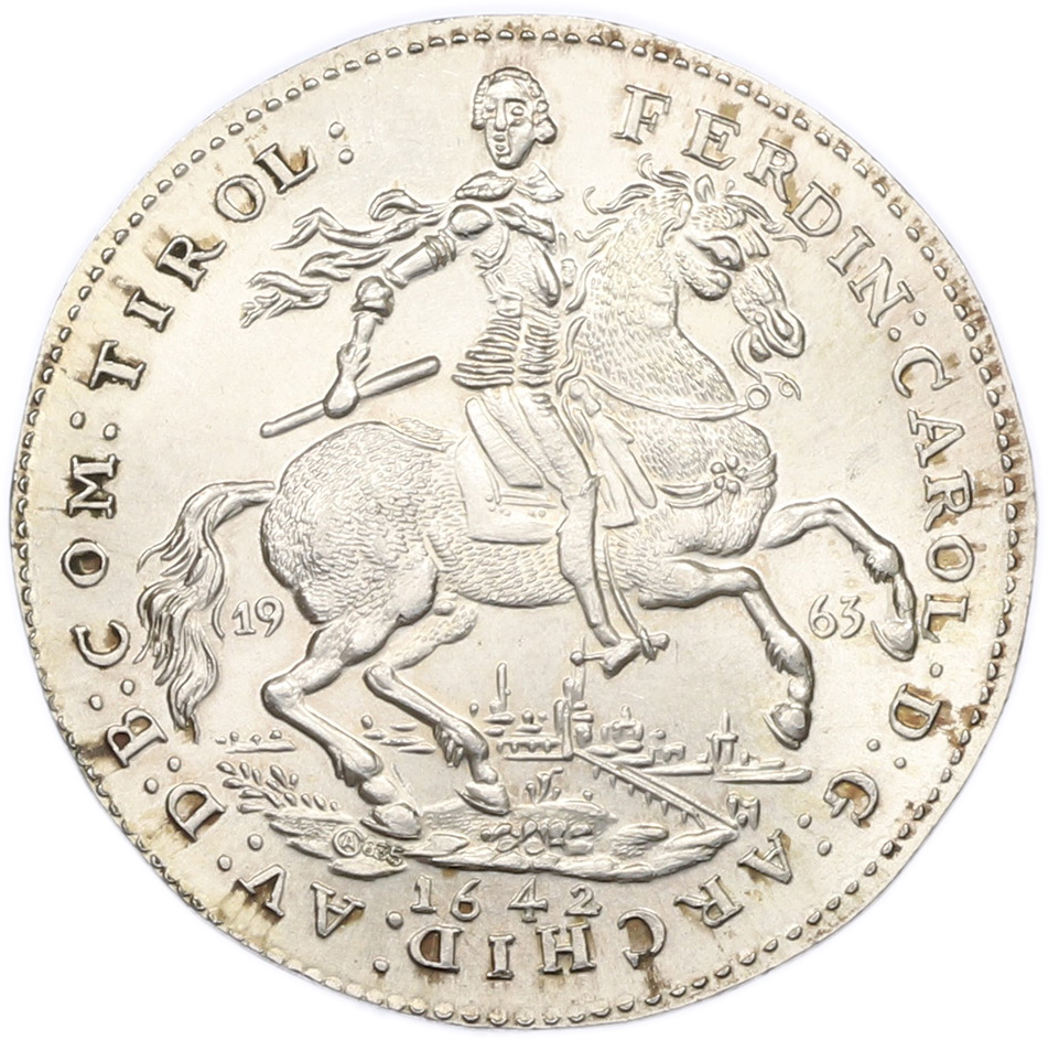 2 дуката 1642 года Тироль (Рестрайк в серебре 1963 года) — Фото №1