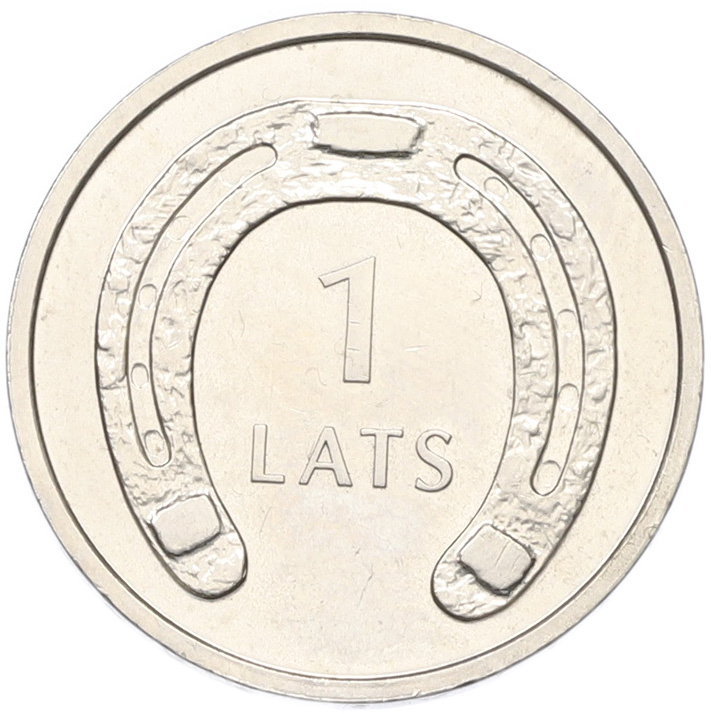 1 лат 2010 года Латвия «Подкова (концами, направленными вниз)» — Фото №1