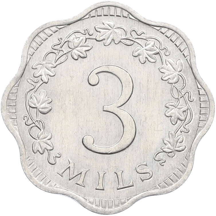 3 милса 1972 года Мальта — Фото №2