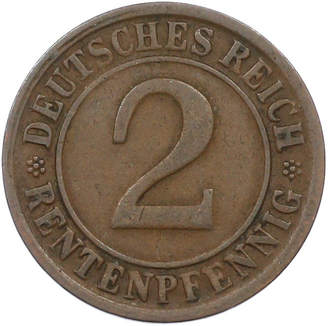2 рентенпфеннига 1923 года G Германия — Фото №2