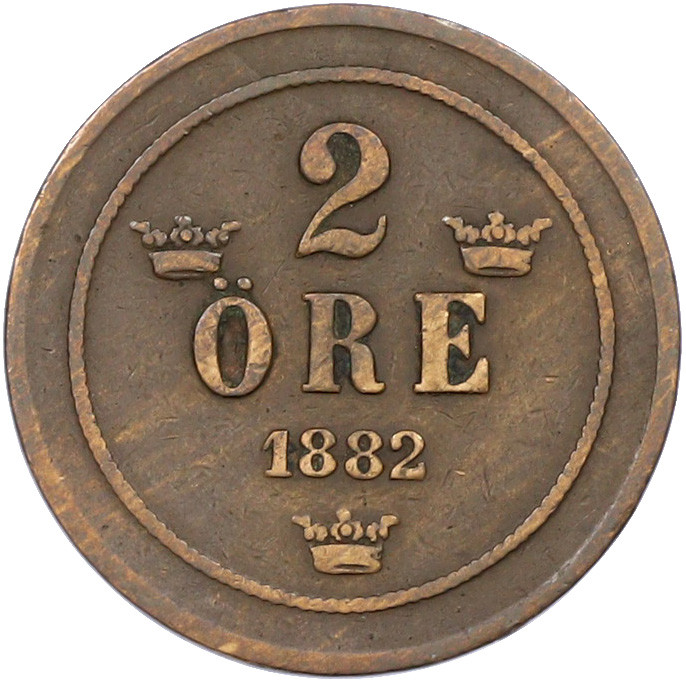 2 эре 1882 года Швеция — Фото №1