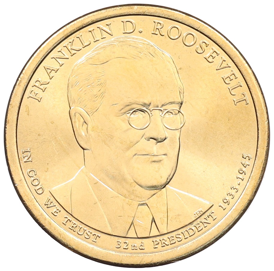 1 доллар 2014 года (D) США «32-й президент США Франклин Рузвельт» — Фото №1