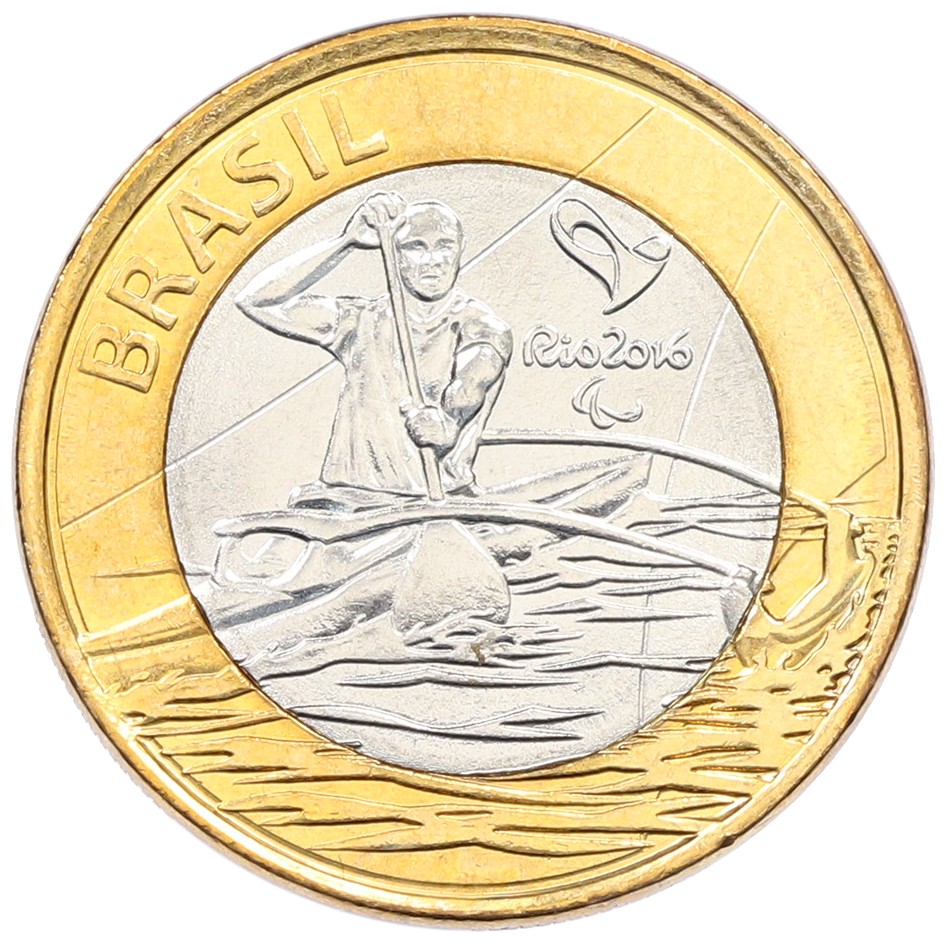 1 реал 2015 года Бразилия «XV летние Паралимпийские игры в Рио-де-Жанейро 2016 — Параканоэ» — Фото №1