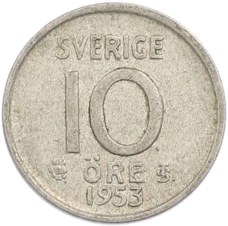 10 эре 1953 года Швеция — Фото №1