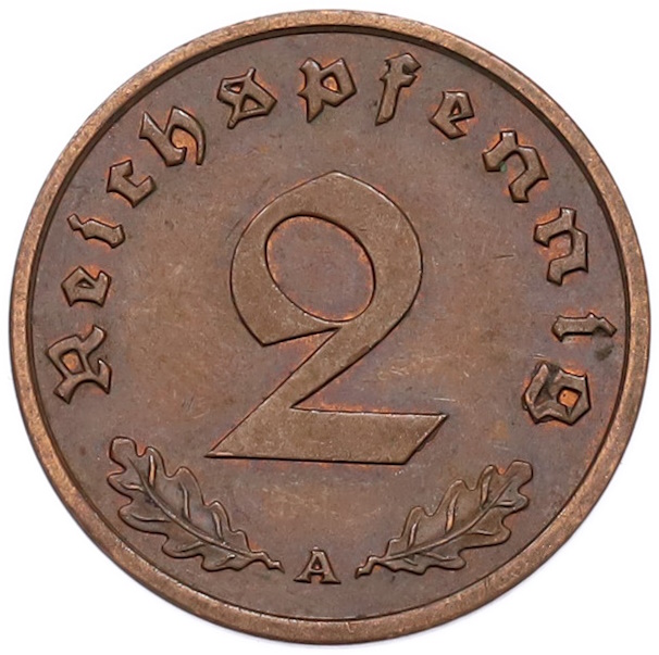 2 рейхспфеннига 1939 года A Германия — Фото №2