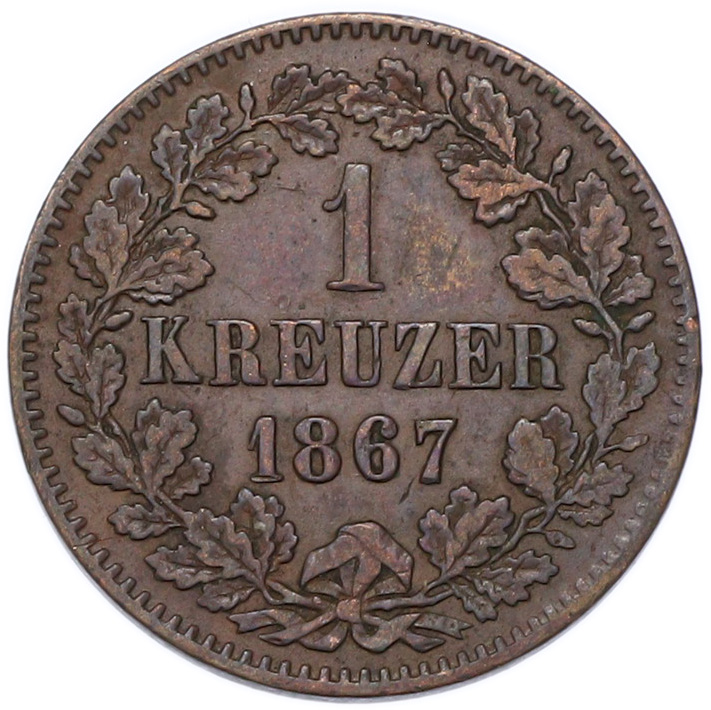1 крейцер 1867 года Баден — Фото №1