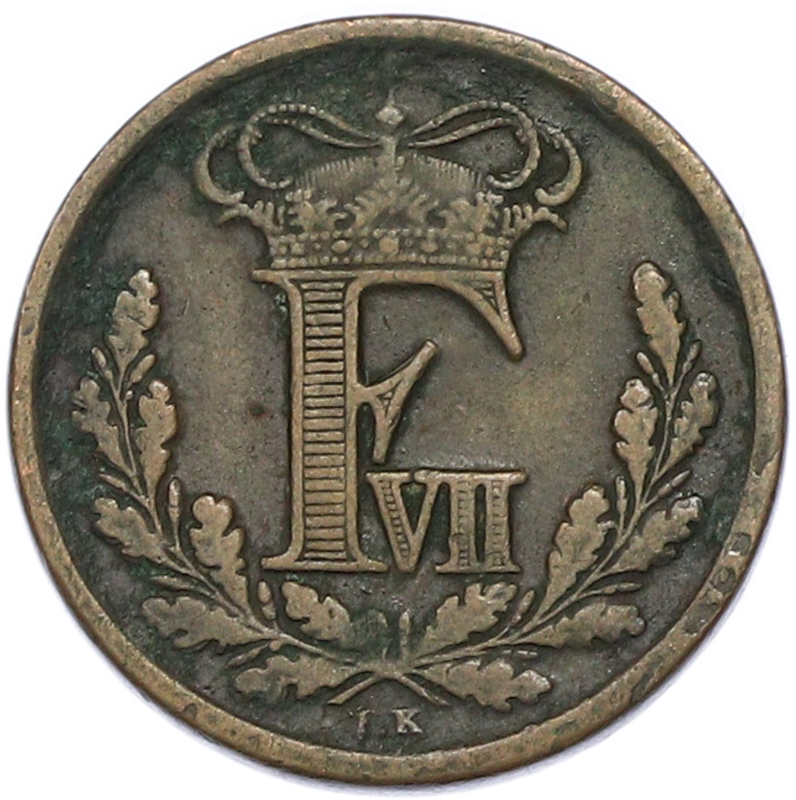 1/2 скиллинга 1852 года Дания — Фото №2