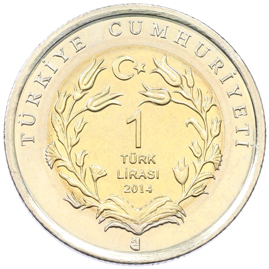 1 лира 2014 года Турция «Фауна Турции — Ушастый еж» — Фото №2