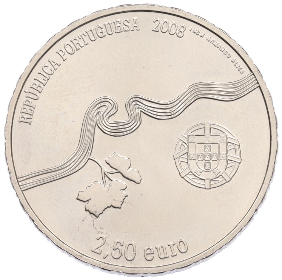 2.5 евро 2008 года Португалия «ЮНЕСКО — Винодельческий регион Альто-Дору» — Фото №1