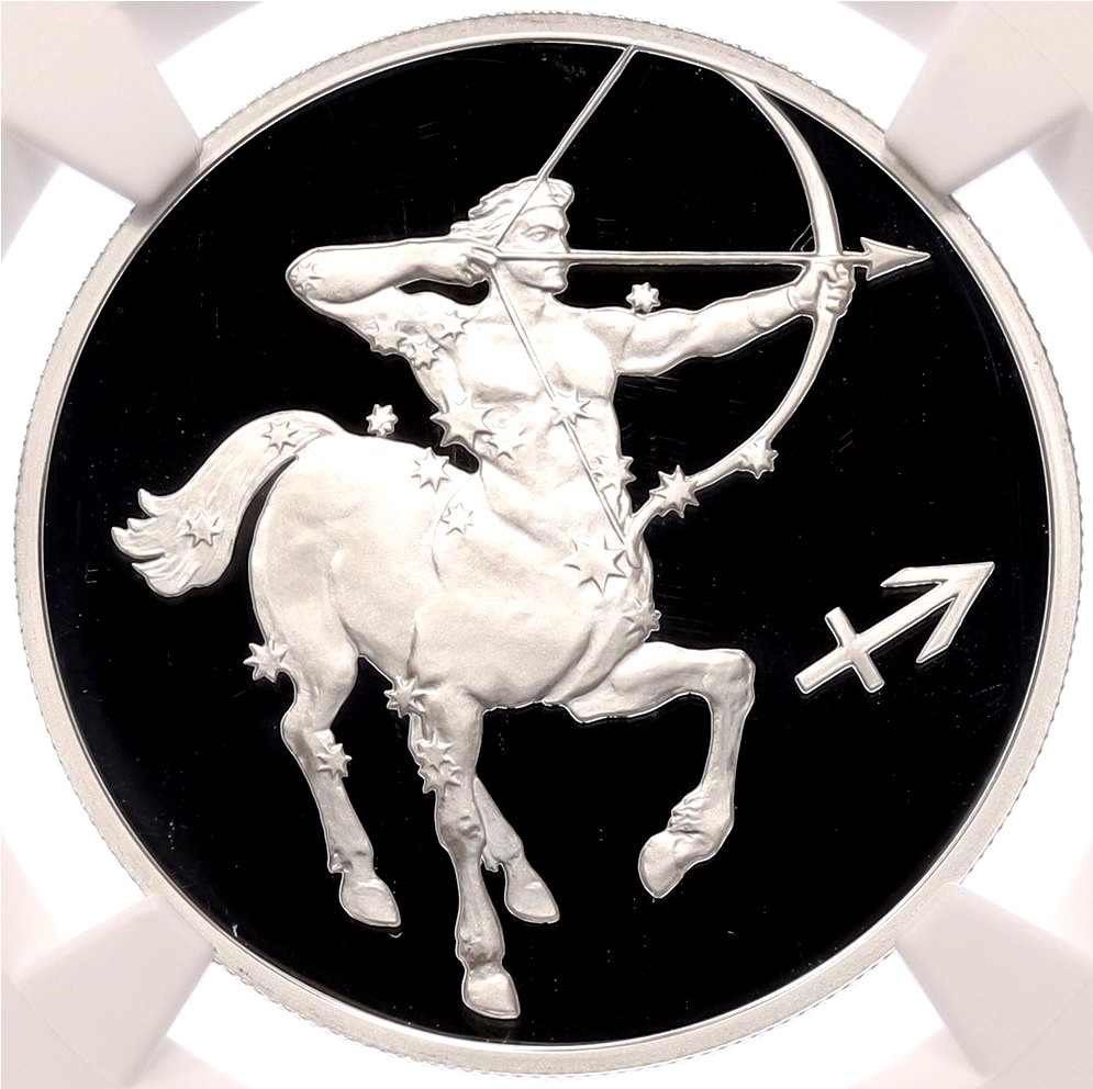 2 рубля 2002 года СПМД «Знаки зодиака — Стрелец» в слабе NGC (PF70 ULTRA CAMEO) — Фото №1