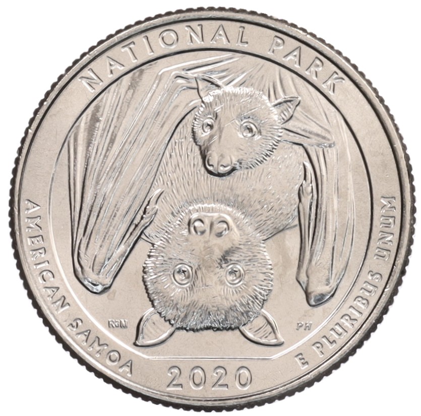 1/4 доллара (25 центов) 2020 года D США «Национальные парки — №51 Национальный парк Американского Самоа» — Фото №1