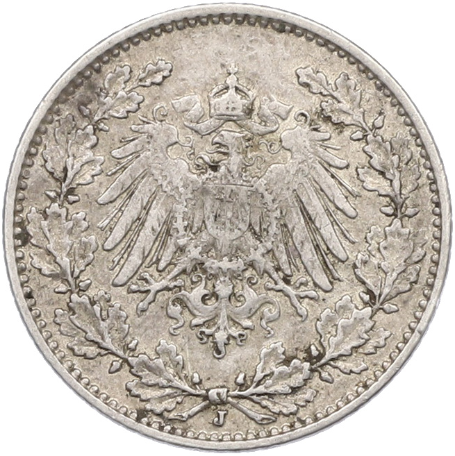 1/2 марки 1914 года J Германия — Фото №2