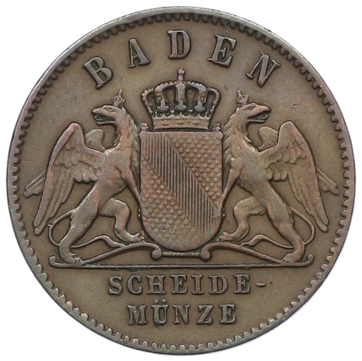 1 крейцер 1868 года Баден «50 лет Конституции Бадена» — Фото №2