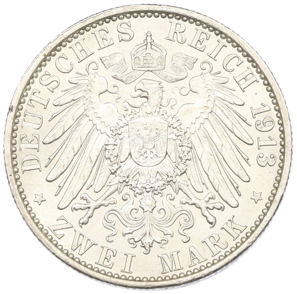 2 марки 1913 года Германия (Пруссия) «25 лет правлению Вильгельма II» — Фото №2