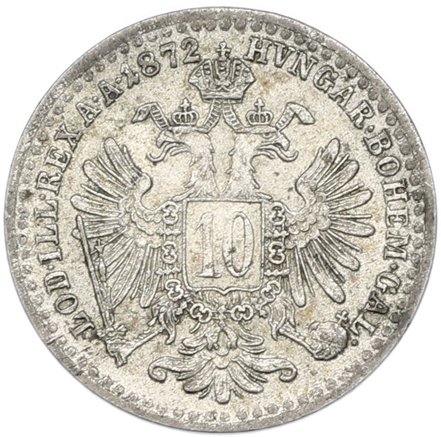10 крейцеров 1872 года Австрия — Фото №1