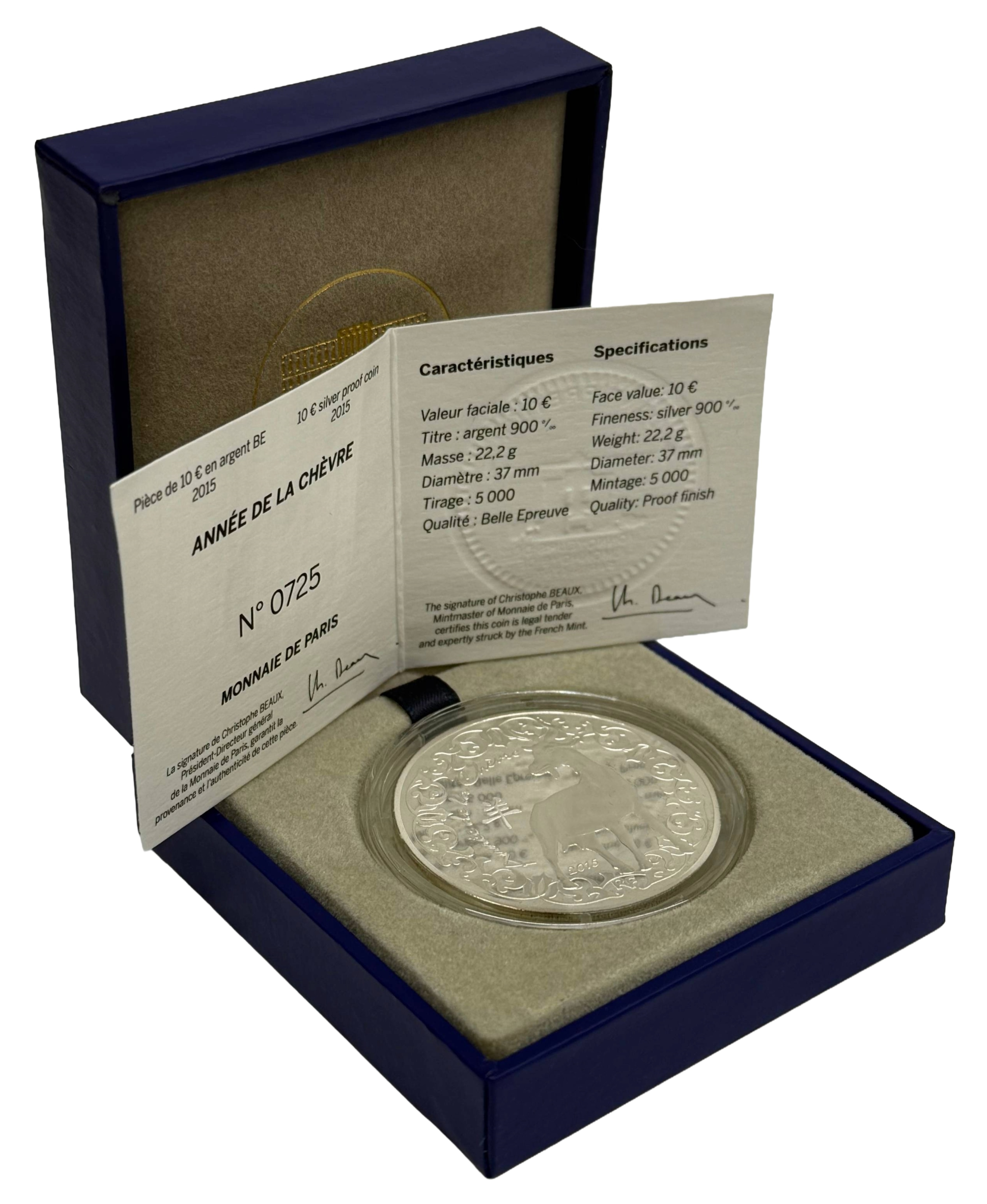 10 евро 2015 года Франция «Китайский гороскоп — год козы» — Фото №3