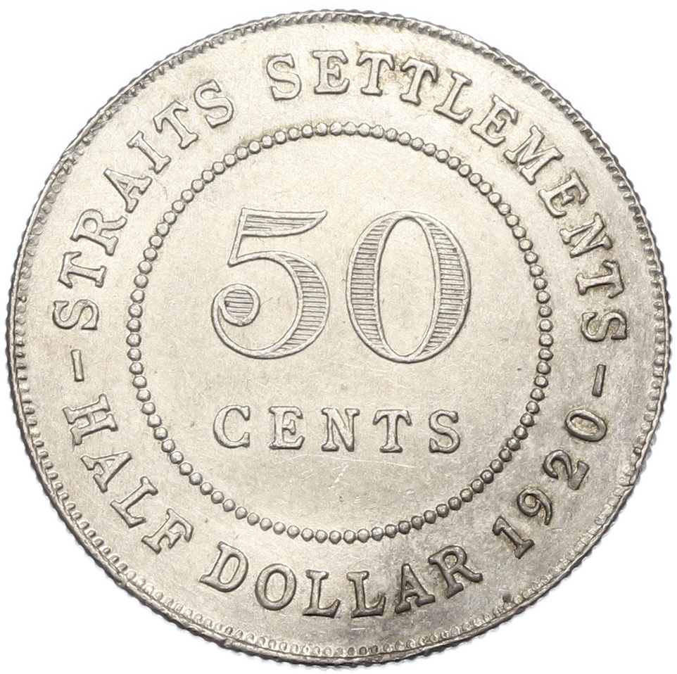 50 центов 1920 года Стрейтс Сетлментс — Фото №1