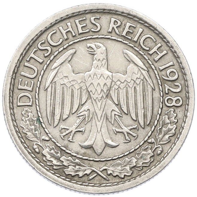 50 рейхспфеннигов 1928 года F Германия — Фото №1