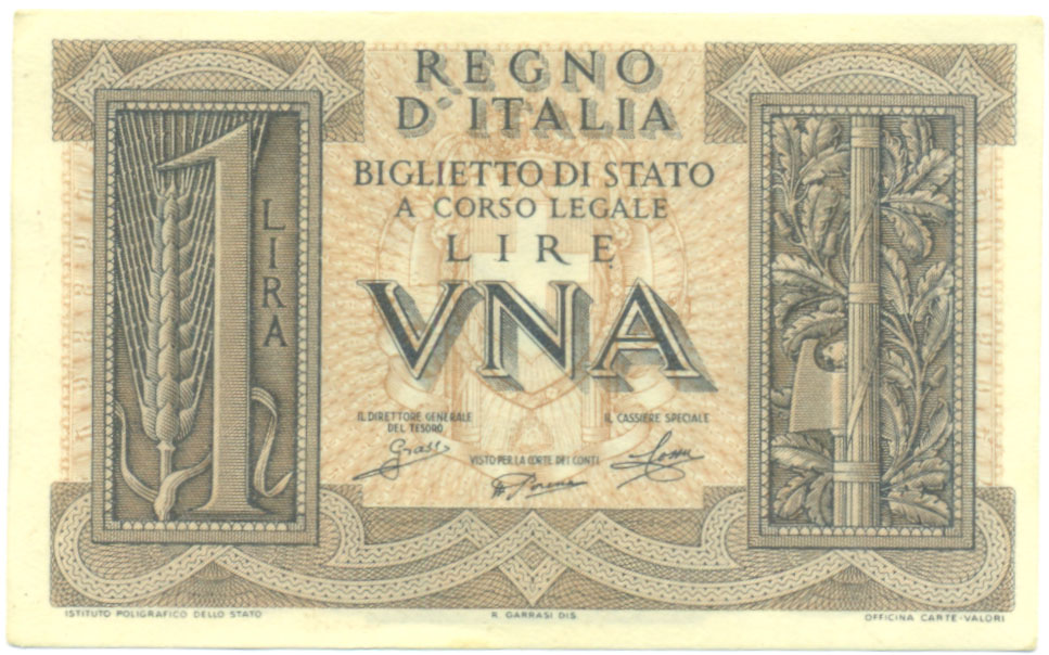 1 лира 1939 года Италия — Фото №1