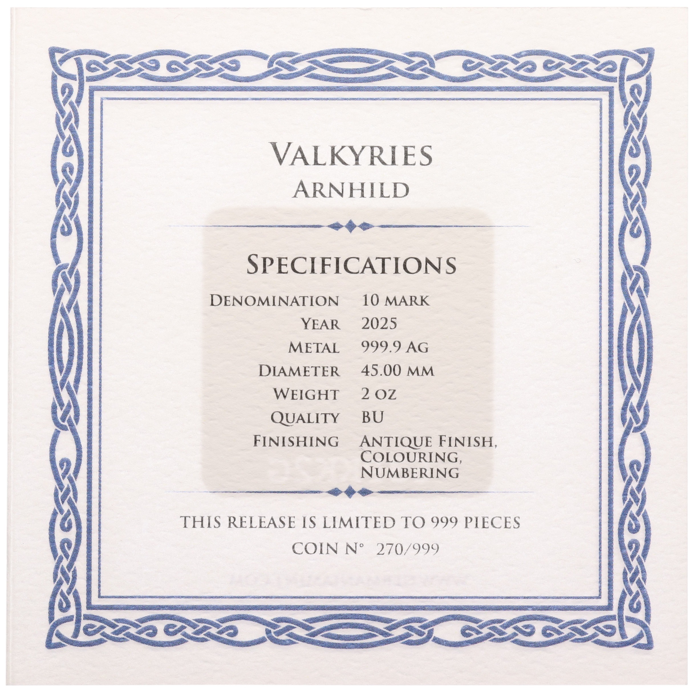 10 марок 2025 года Германия «Валькирия — Арнхильд» (Цветное покрытие) — Фото №3