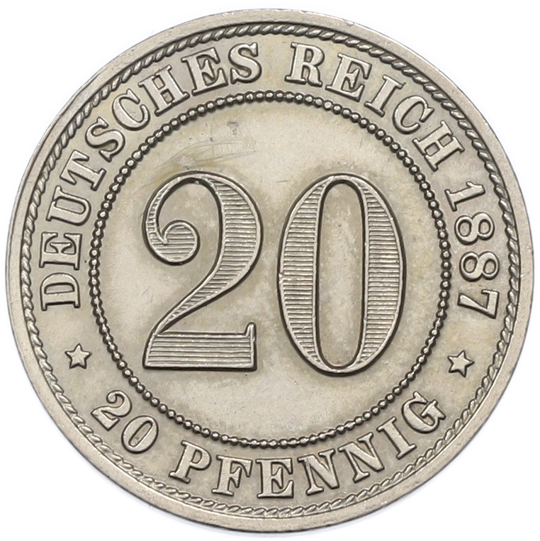 20 пфеннигов 1887 года A Германия — Фото №1