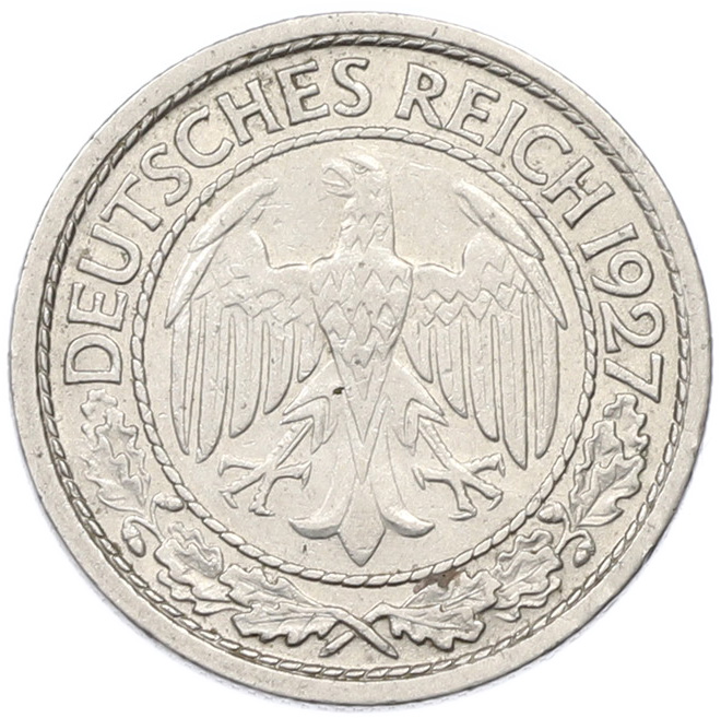 50 рейхспфеннигов 1927 года J Германия — Фото №1