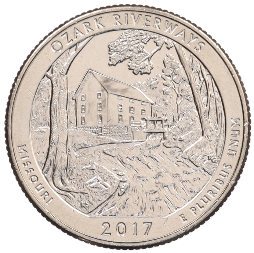 1/4 доллара (25 центов) 2017 года D США «Национальные парки — №38 Водные пути Озарк» — Фото №1