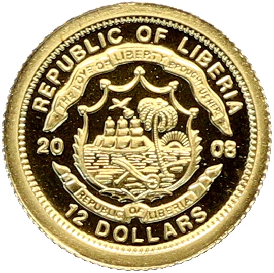 12 долларов 2008 года Либерия «Страны Европы — Бельгия» — Фото №2