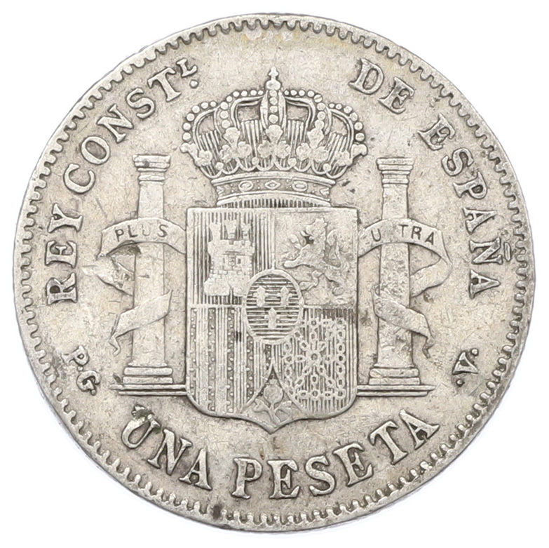 1 песета 1896 года Испания — Фото №2