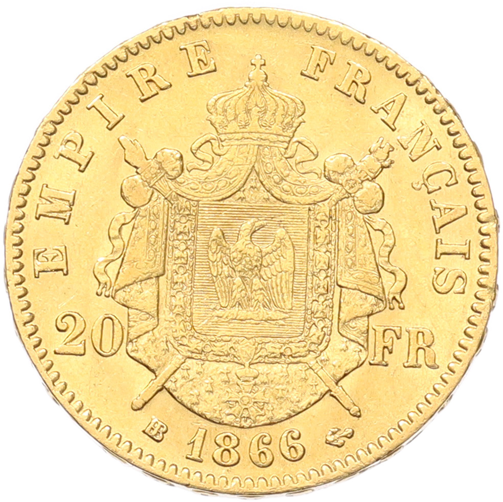 20 франков 1866 года BB Франция — Фото №1