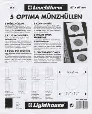 Листы для 6 монет в холдерах 67/67 мм, 5 штук, формат Оптима, Leuchtturm — Фото №1