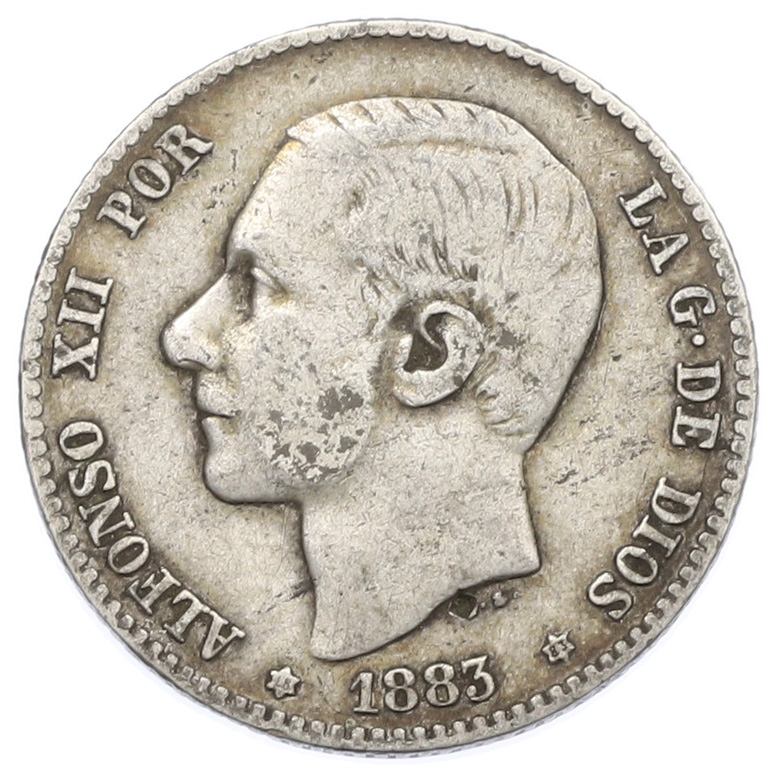 1 песета 1883 года Испания — Фото №1