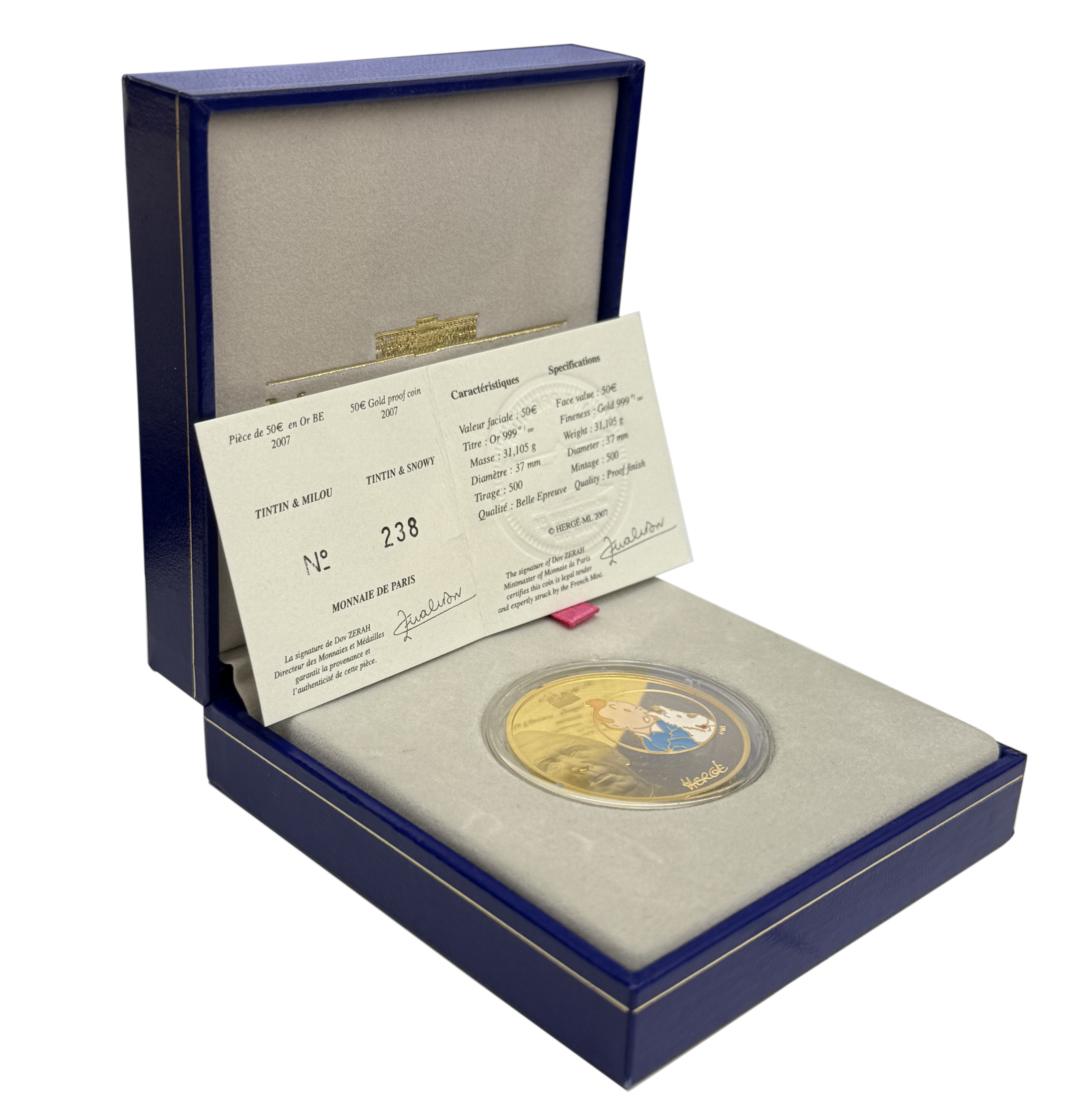 50 евро 2007 года Франция «100 лет со дня рождения Жоржа Реми — Тинтин» — Фото №3