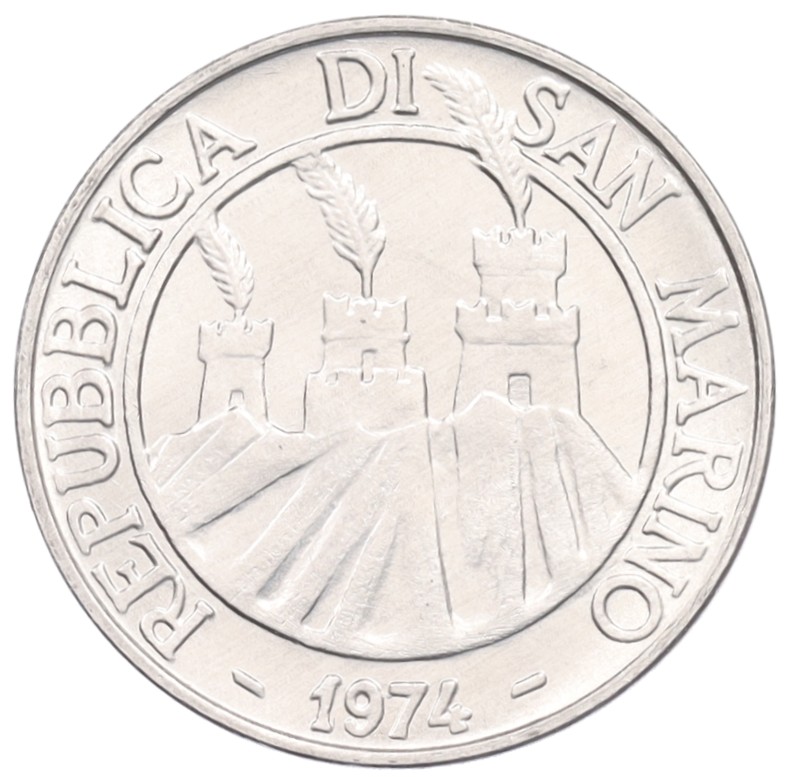 10 лир 1974 года Сан-Марино — Фото №2