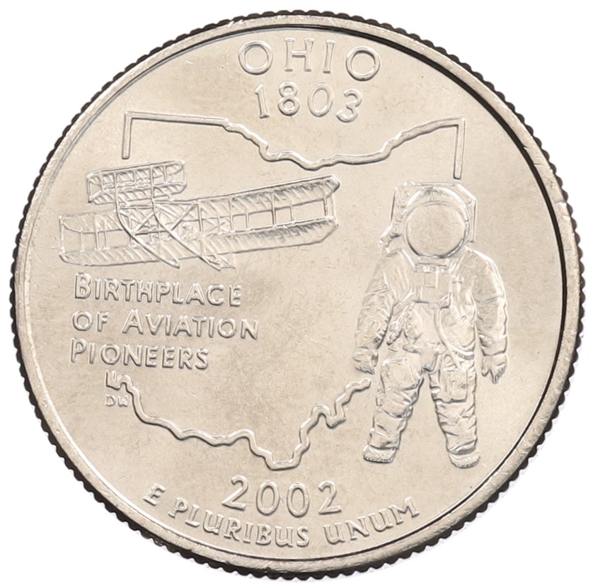 1/4 доллара (25 центов) 2002 года D США «Штаты и территории — Огайо» — Фото №1