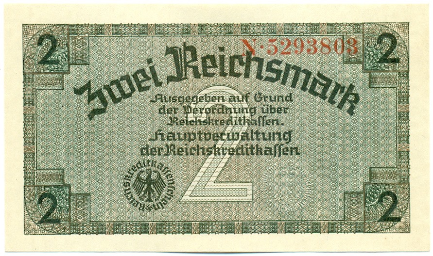 2 рейхсмарки 1940 года Германия (Для оккупированных территорий) — Фото №1