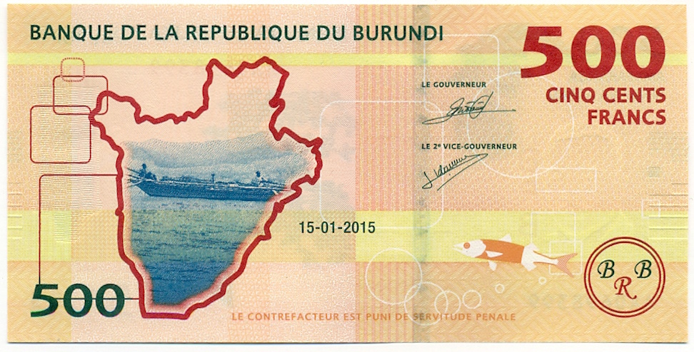 500 франков 2015 года Бурунди — Фото №2