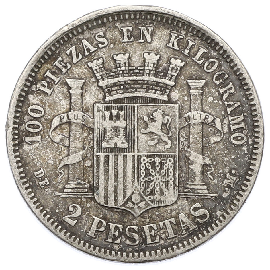 2 песеты 1870 (74) года Испания — Фото №2