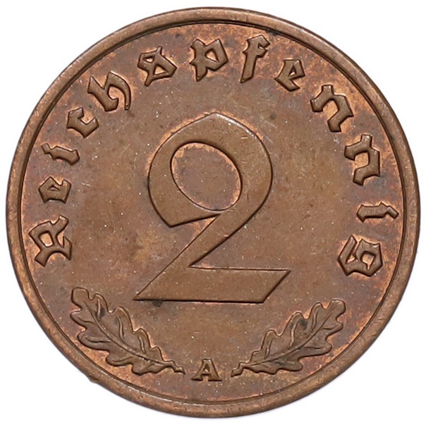 2 рейхспфеннига 1938 года A Германия — Фото №2