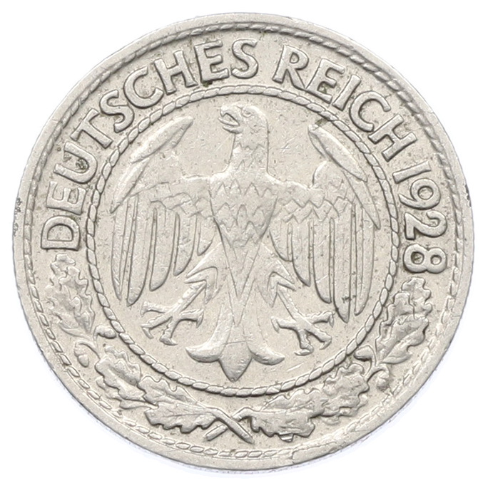 50 рейхспфеннигов 1928 года D Германия — Фото №1