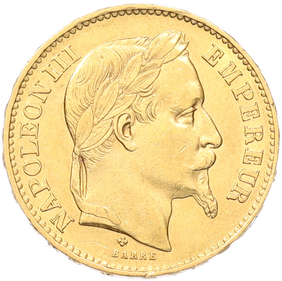 20 франков 1869 года BB Франция — Фото №2