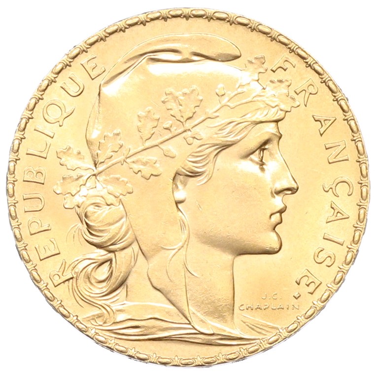 20 франков 1910 года Франция — Фото №2