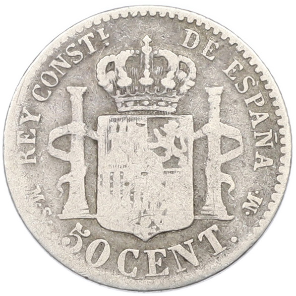 50 сентимо 1885 года Испания — Фото №2