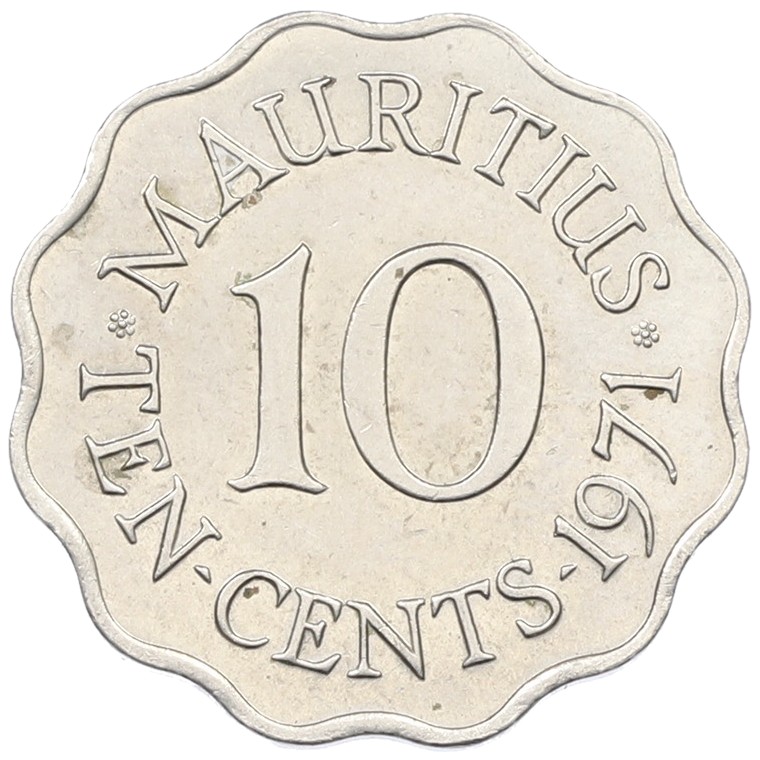 10 центов 1971 года Британский Маврикий — Фото №1